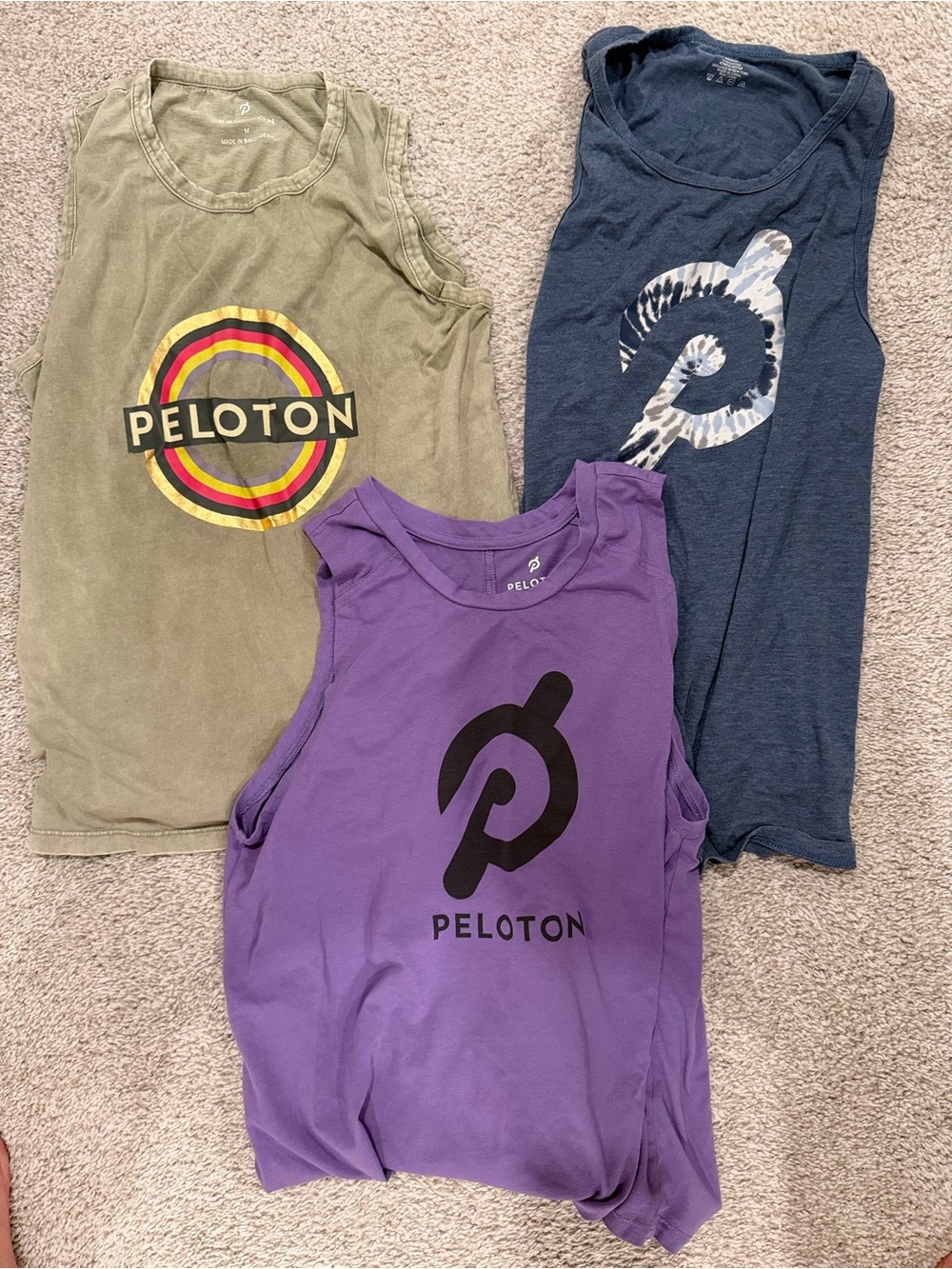 Peloton Kids Purple Logo Tank Top with Navy & Olive Graphic Tanks